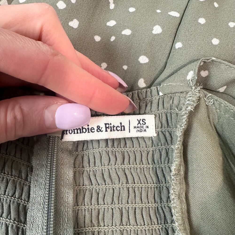Abercrombie & Fitch Polka Dot Tie Strap Midi Dress Sweetheart Ruffle Side Slit - Picture 9 of 10